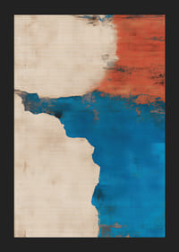 Dova harmonier av blått och rött skapar ett stilfullt konstverk.-5