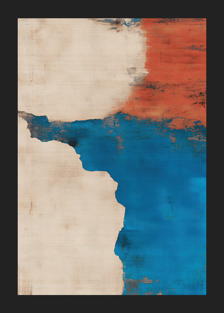 Dova harmonier av blått och rött skapar ett stilfullt konstverk.-12