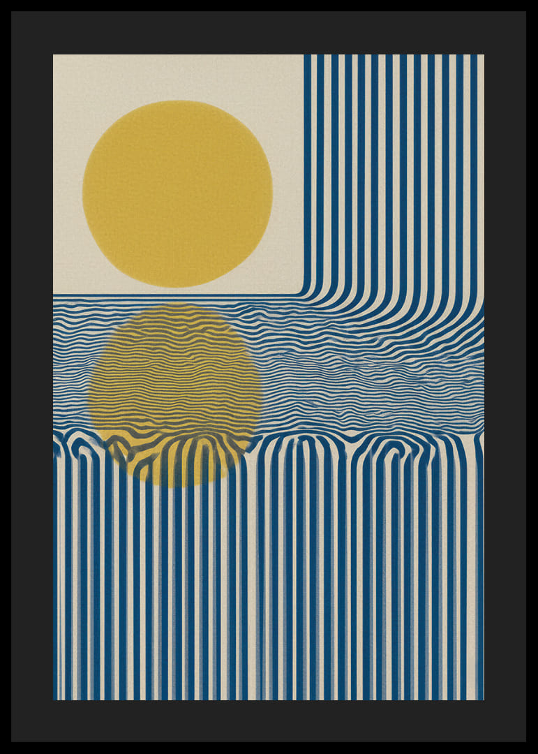 Blå linjer och gyllene sol ger ett hypnotiskt mönster.-12