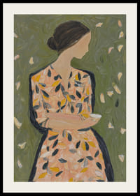 Az őszi levelekkel körülvett nő egy álomszerű világban.-2