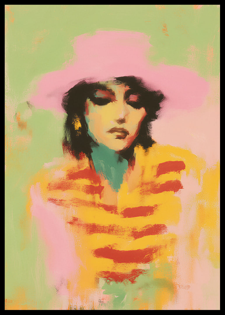 Soft, pastel-colored portrait poster with a dreamlike atmosphere.-12