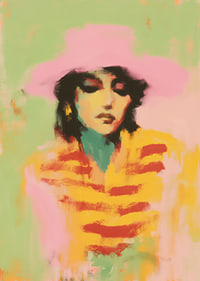 Soft, pastel-colored portrait poster with a dreamlike atmosphere.-7