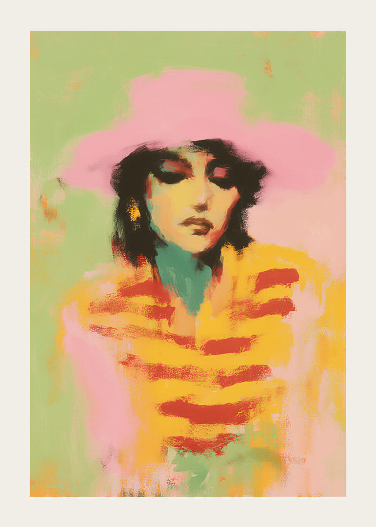 Soft, pastel-colored portrait poster with a dreamlike atmosphere.-12