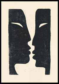 Two faces in conversation in dramatic contrast.-6