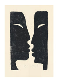 Two faces in conversation in dramatic contrast.-1
