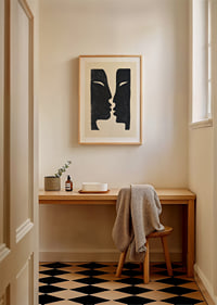 Two faces in conversation in dramatic contrast.-8