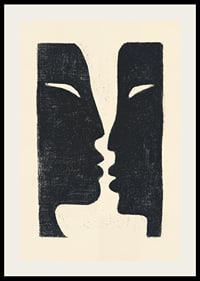 Two faces in conversation in dramatic contrast.-2
