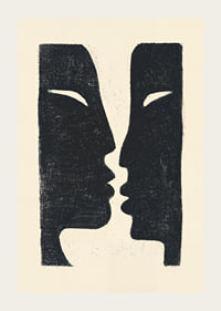 Two faces in conversation in dramatic contrast.-3