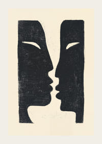 Två ansikten i samtal i dramatisk kontrast.-3