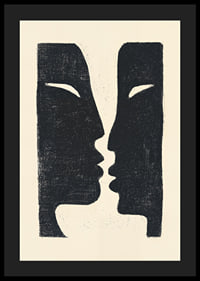 Two faces in conversation in dramatic contrast.-4