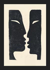 Two faces in conversation in dramatic contrast.-5