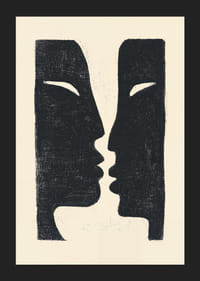 Två ansikten i samtal i dramatisk kontrast.-5