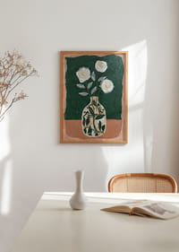 Timeless roses shine against a deep green background.-2