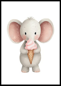 A cute elephant is holding an ice cream and spreading joy.-2