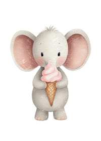 A cute elephant is holding an ice cream and spreading joy.-3