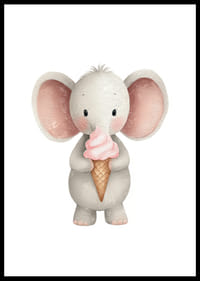 A cute elephant is holding an ice cream and spreading joy.-0