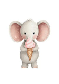 A cute elephant is holding an ice cream and spreading joy.-1