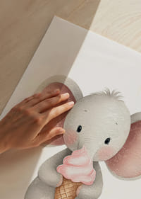 A cute elephant is holding an ice cream and spreading joy.-5