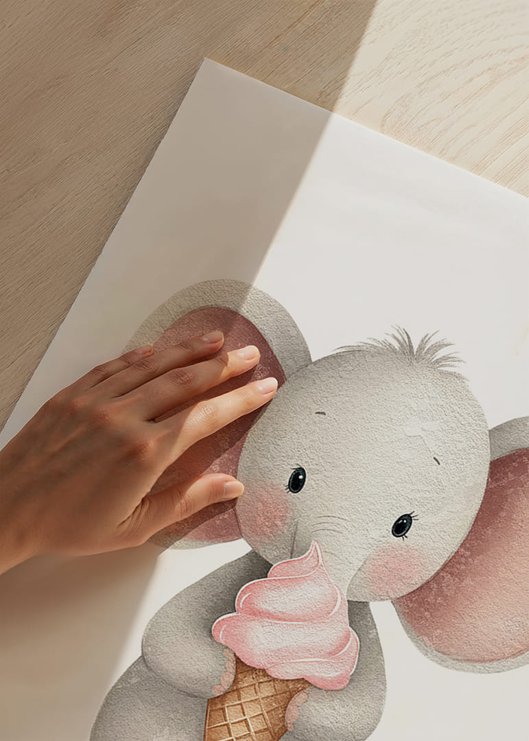 A cute elephant is holding an ice cream and spreading joy.-12