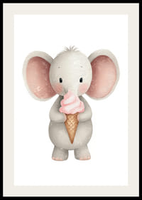 Un adorable éléphant tient une glace et répand la joie.-2