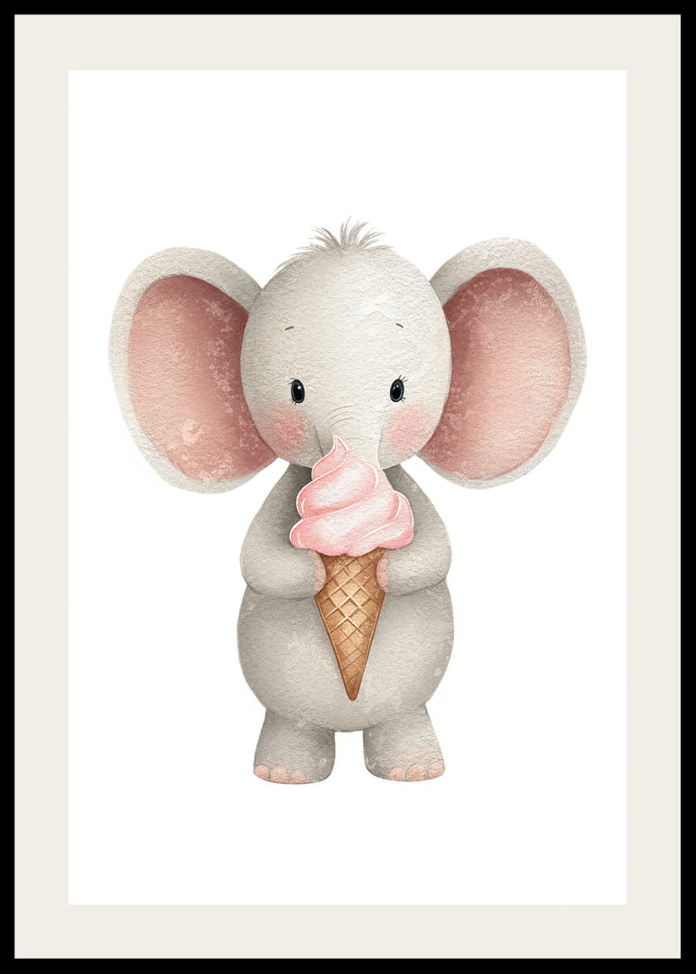 Un adorable éléphant tient une glace et répand la joie.-12