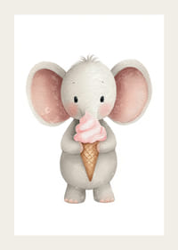 Un adorable éléphant tient une glace et répand la joie.-3