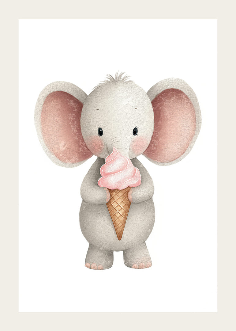 Un adorable éléphant tient une glace et répand la joie.-12