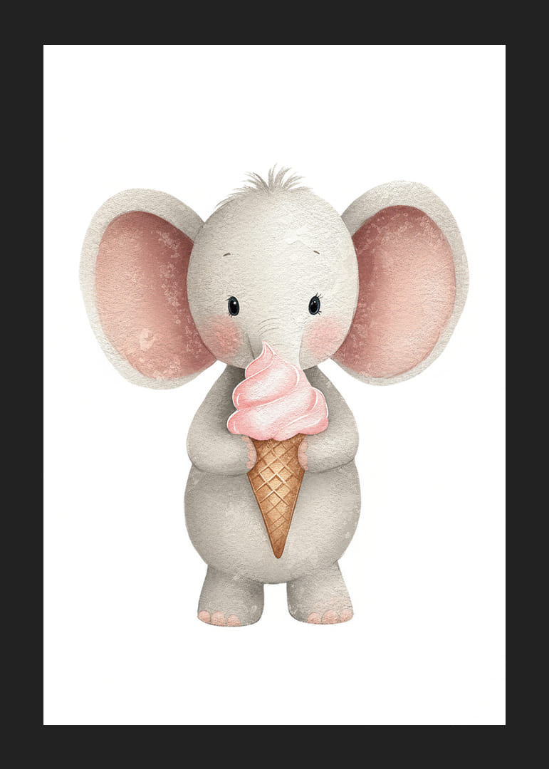 Un adorable éléphant tient une glace et répand la joie.-12
