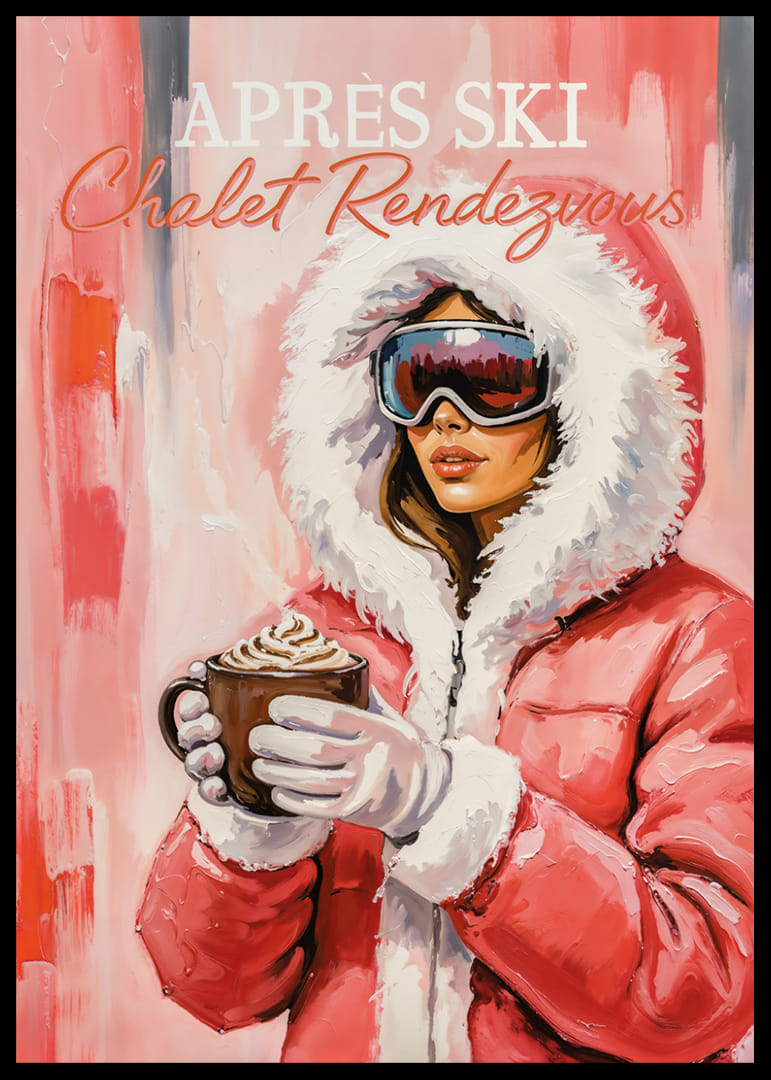 A poster with a stylish woman in winter clothes and hot chocolate.-12