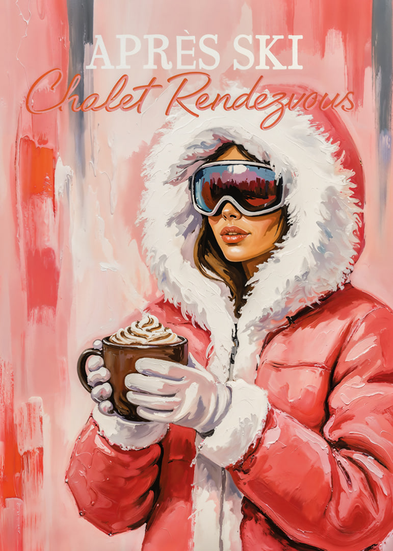 A poster with a stylish woman in winter clothes and hot chocolate.-12
