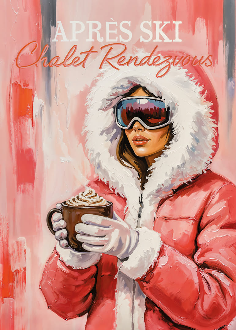 A poster with a stylish woman in winter clothes and hot chocolate.-12