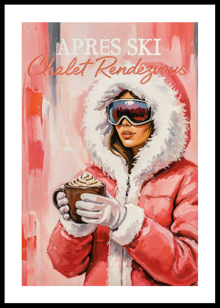 A poster with a stylish woman in winter clothes and hot chocolate.-12