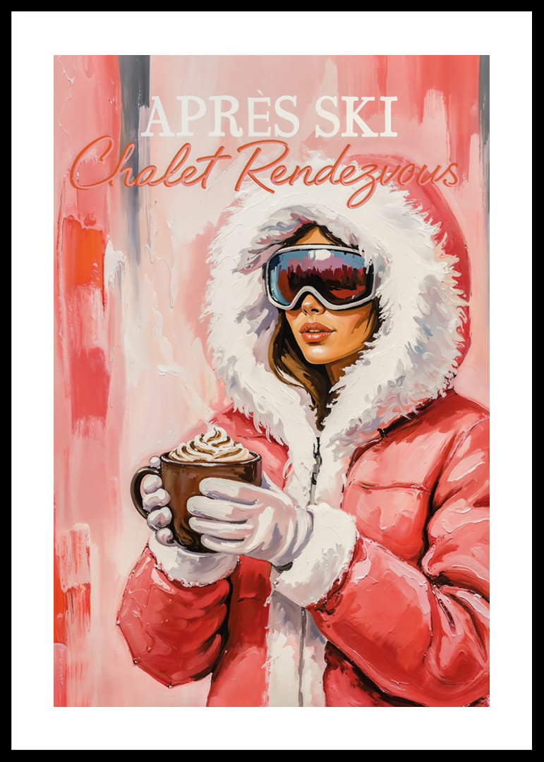 A poster with a stylish woman in winter clothes and hot chocolate.-12