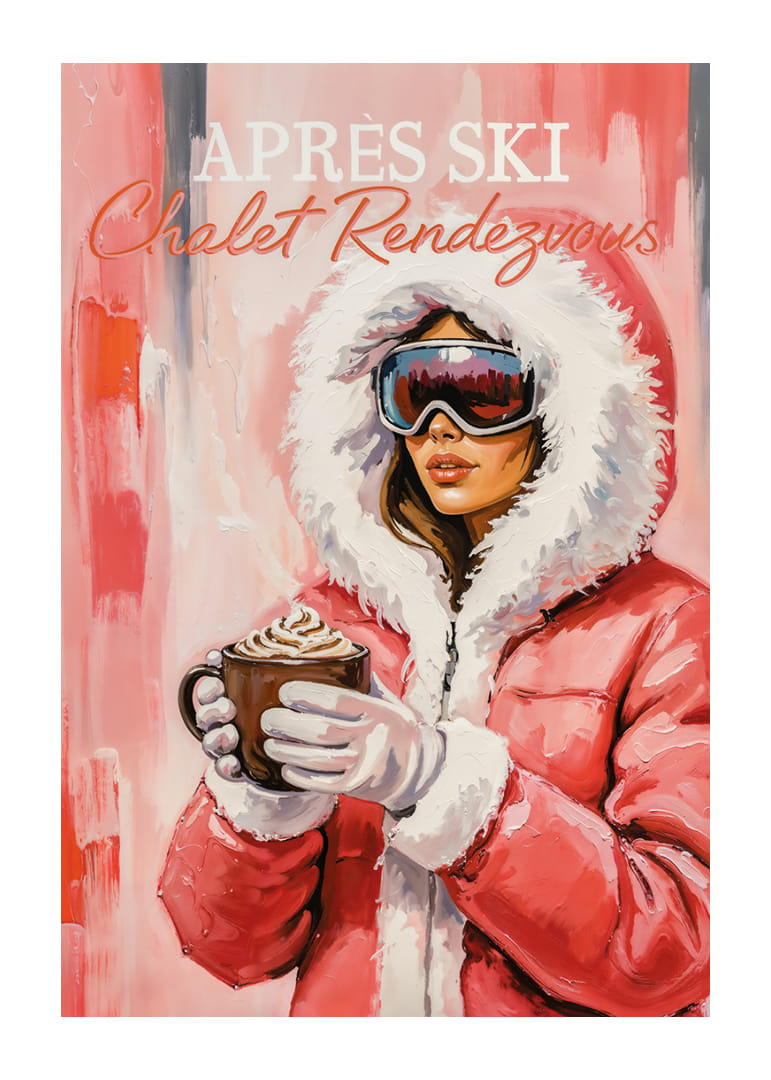 A poster with a stylish woman in winter clothes and hot chocolate.-12