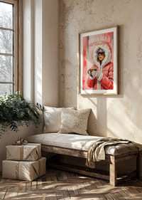 A poster with a stylish woman in winter clothes and hot chocolate.-4