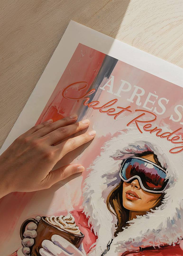 A poster with a stylish woman in winter clothes and hot chocolate.-12