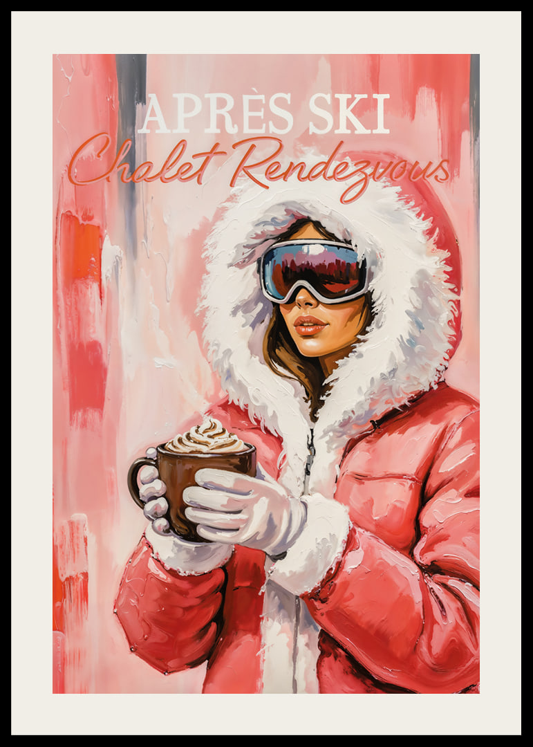 A poster with a stylish woman in winter clothes and hot chocolate.-12