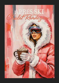 En affisch med en stilfull kvinna i vinterkläder och varm choklad.-5