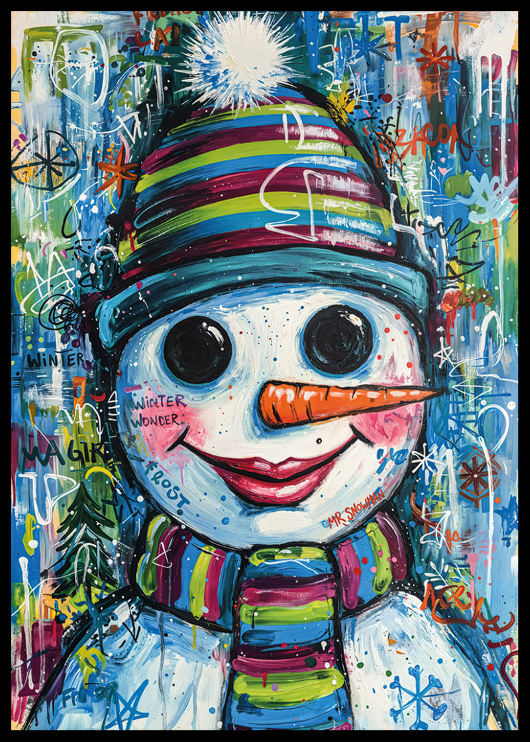 A colorful snowman spreads winter joy.-12