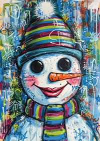A colorful snowman spreads winter joy.-3