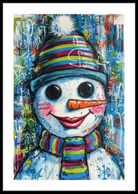 A colorful snowman spreads winter joy.-0