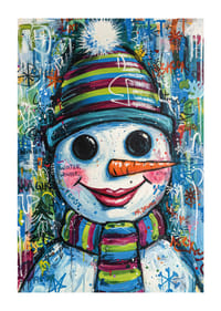 A colorful snowman spreads winter joy.-1