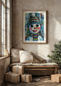 A colorful snowman spreads winter joy.-4