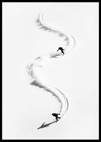 Two skiers meander through the white landscape of snow.-2