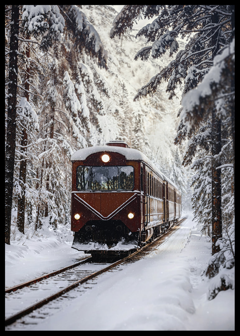 A train creates magic in the winter landscape.-12