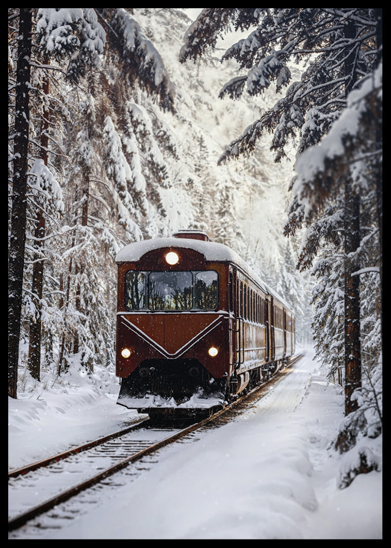 A train creates magic in the winter landscape.-12
