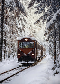 A train creates magic in the winter landscape.-7