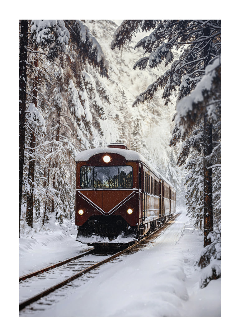 A train creates magic in the winter landscape.-12