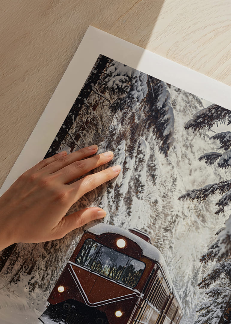 A train creates magic in the winter landscape.-12