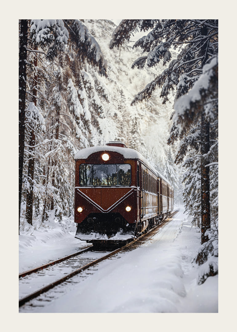 A train creates magic in the winter landscape.-12